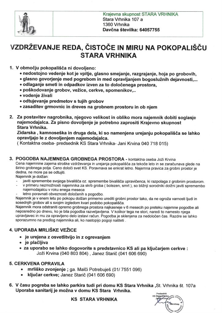 hiŠni red pokopaliŠČe