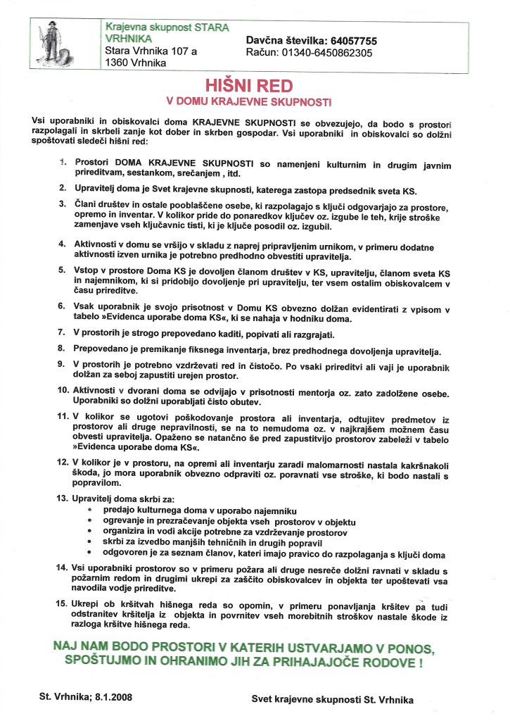 hiŠni red dom ks stv